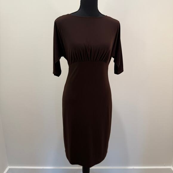 Joseph Ribkoff Dresses & Skirts - VTG Joseph Ribkoff Dress Size 2 Knee Length Brown Cowl Back Vintage 90s Timeless